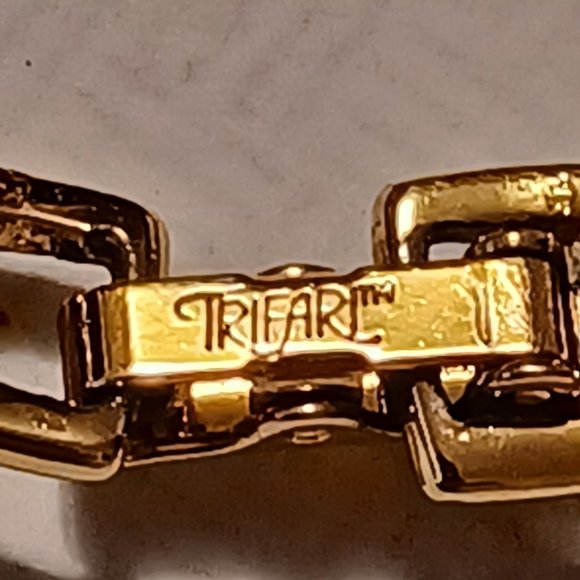 Vintage 80s Trifari Gold Collar Necklace Choker - Picture 7 of 8